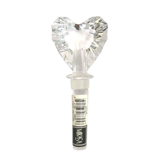 Mikasa Lead Crystal Venus Heart Faceted Clear Glass Wine Bottle Stopper - Picture 1 of 14
